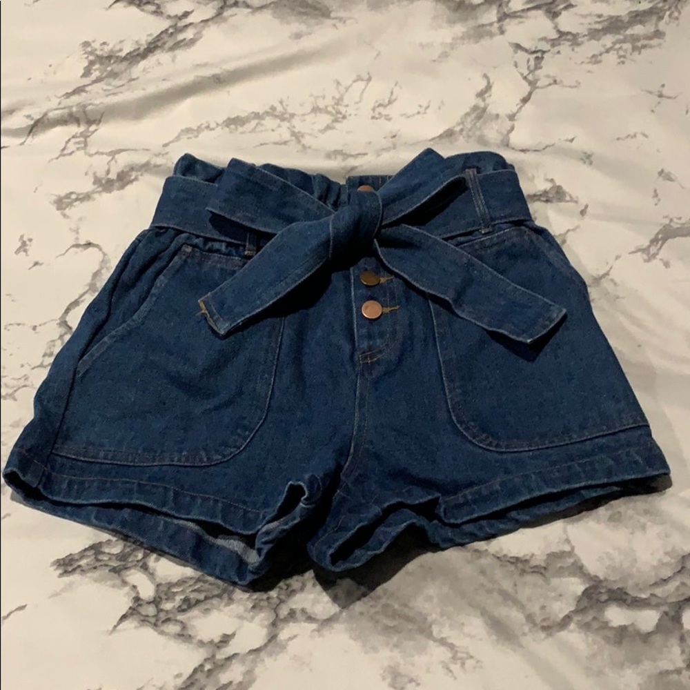 Denim Shorts with denim bow tie